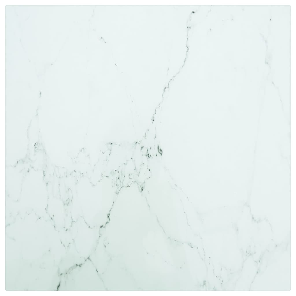 Bordsskiva Svart Ø90X1 Cm Härdat Glas Med Marmortextur