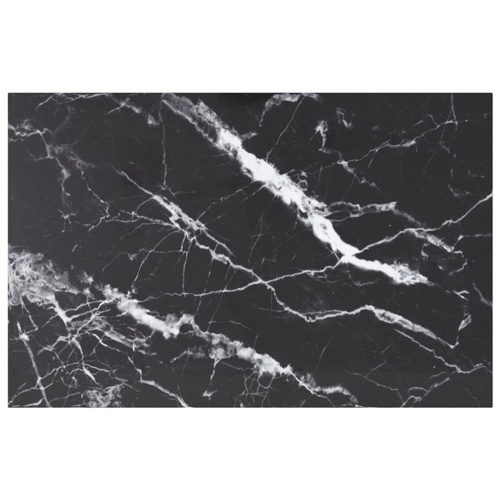 Bordsskiva Svart Ø90X1 Cm Härdat Glas Med Marmortextur