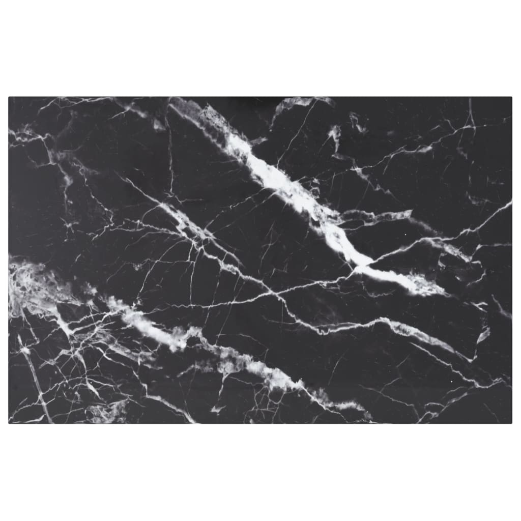 Bordsskiva Svart Ø90X1 Cm Härdat Glas Med Marmortextur