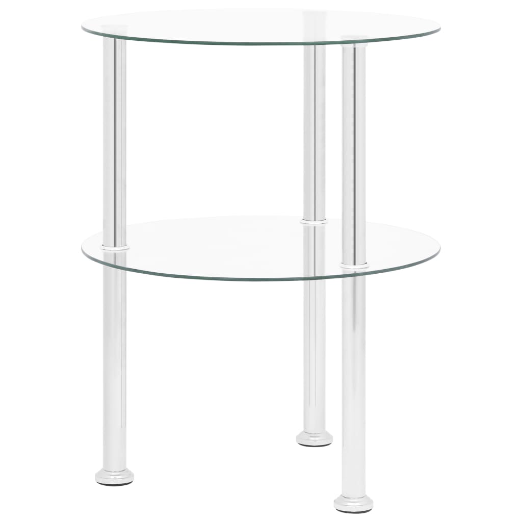 Sidobord Med 2 Hyllor Transparent/Svart 38X38X50 Cm Härdat Glas