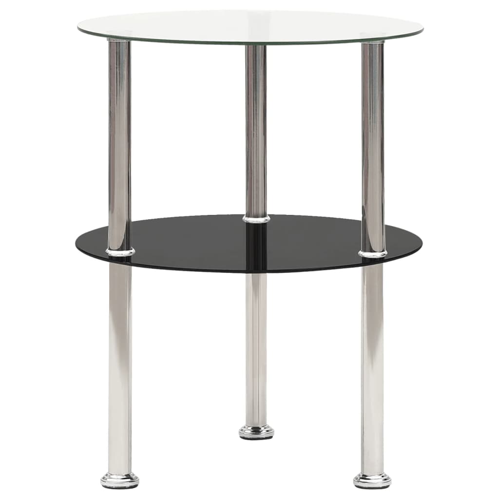 Sidobord Med 2 Hyllor Transparent/Svart 38X38X50 Cm Härdat Glas
