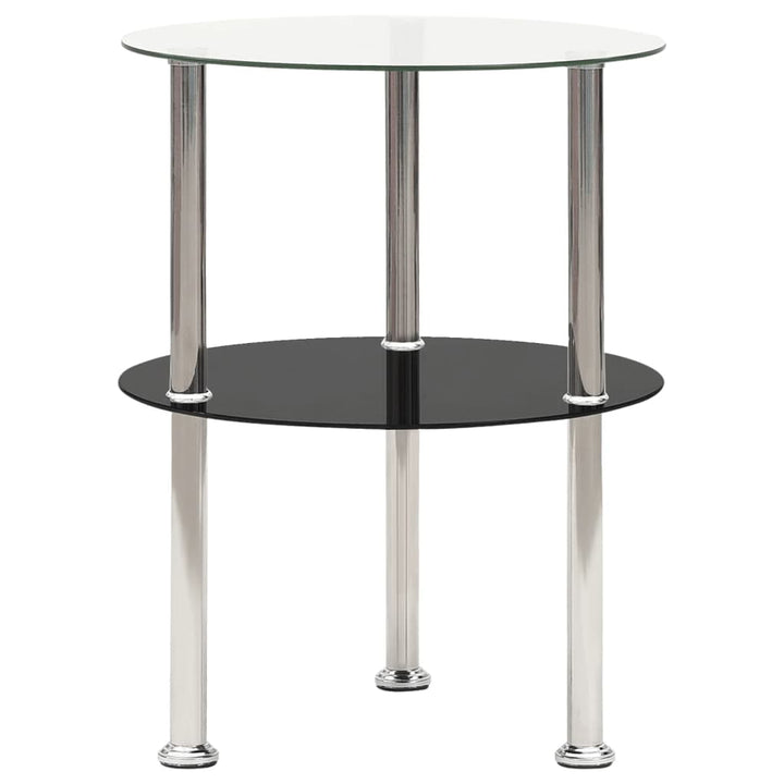 Sidobord Med 2 Hyllor Transparent/Svart 38X38X50 Cm Härdat Glas