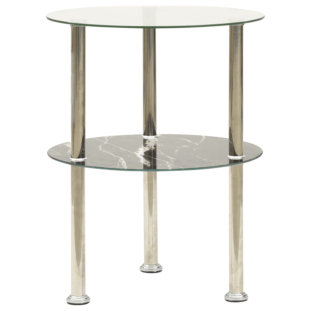 Sidobord Med 2 Hyllor Transparent/Svart 38X38X50 Cm Härdat Glas