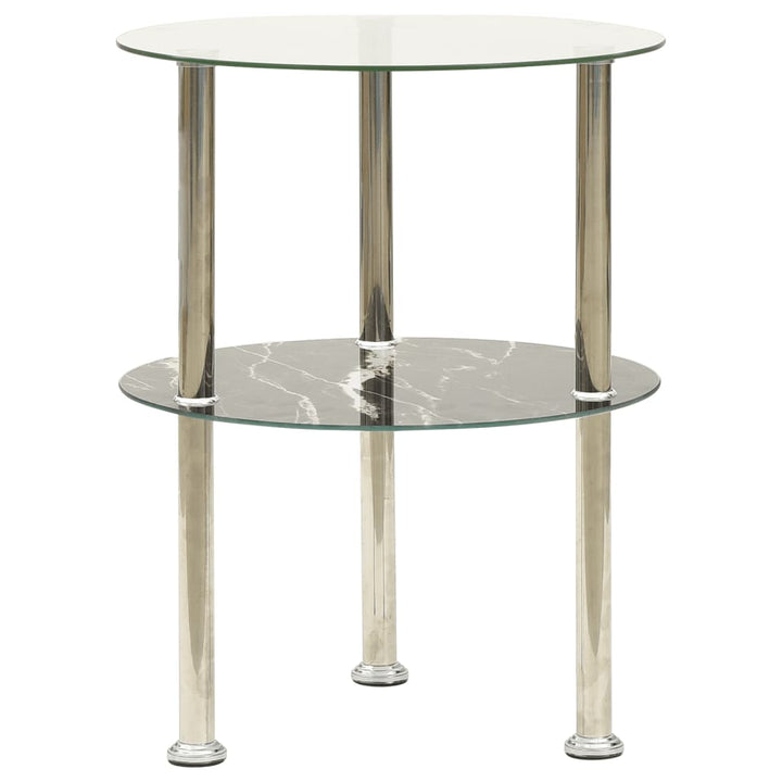 Sidobord Med 2 Hyllor Transparent/Svart 38X38X50 Cm Härdat Glas