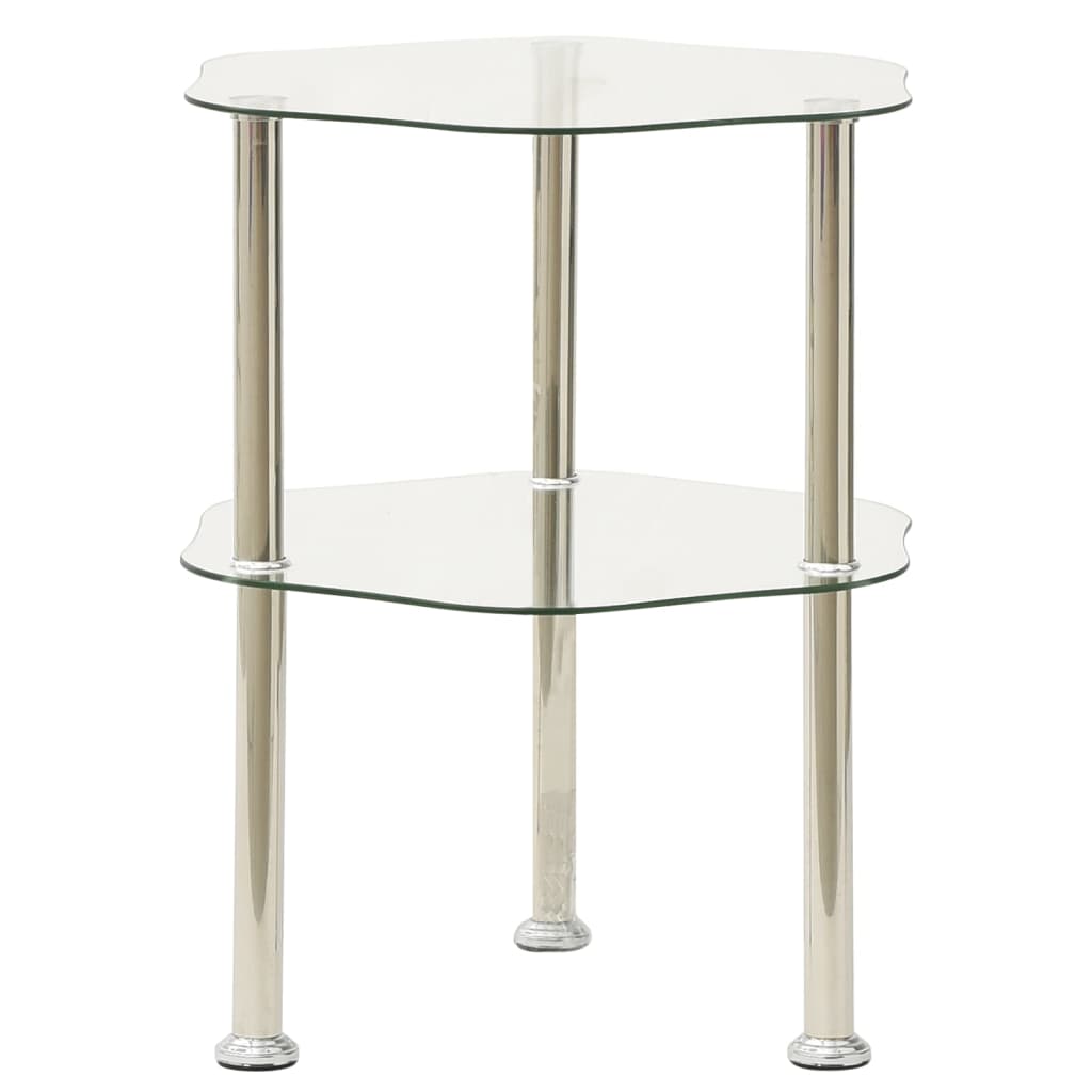 Sidobord Med 2 Hyllor Transparent/Svart 38X38X50 Cm Härdat Glas