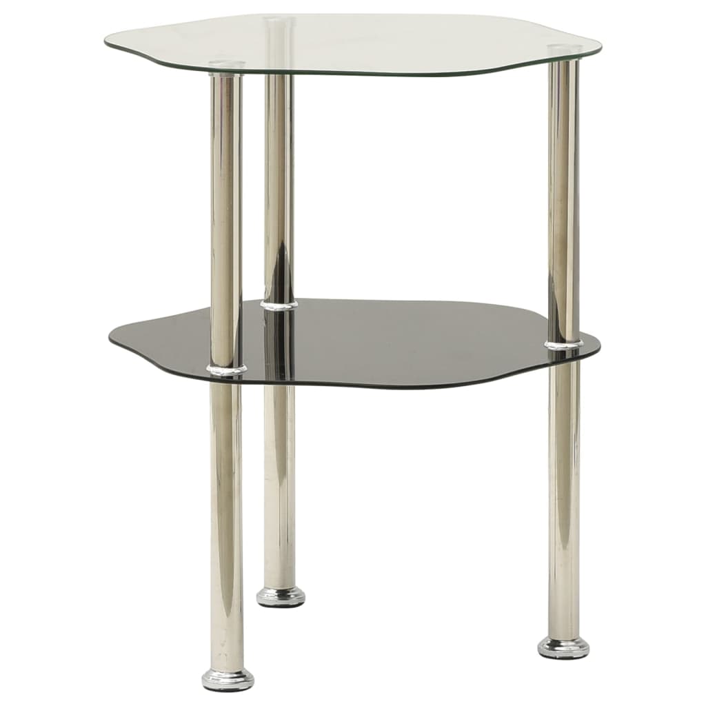 Sidobord Med 2 Hyllor Transparent/Svart 38X38X50 Cm Härdat Glas