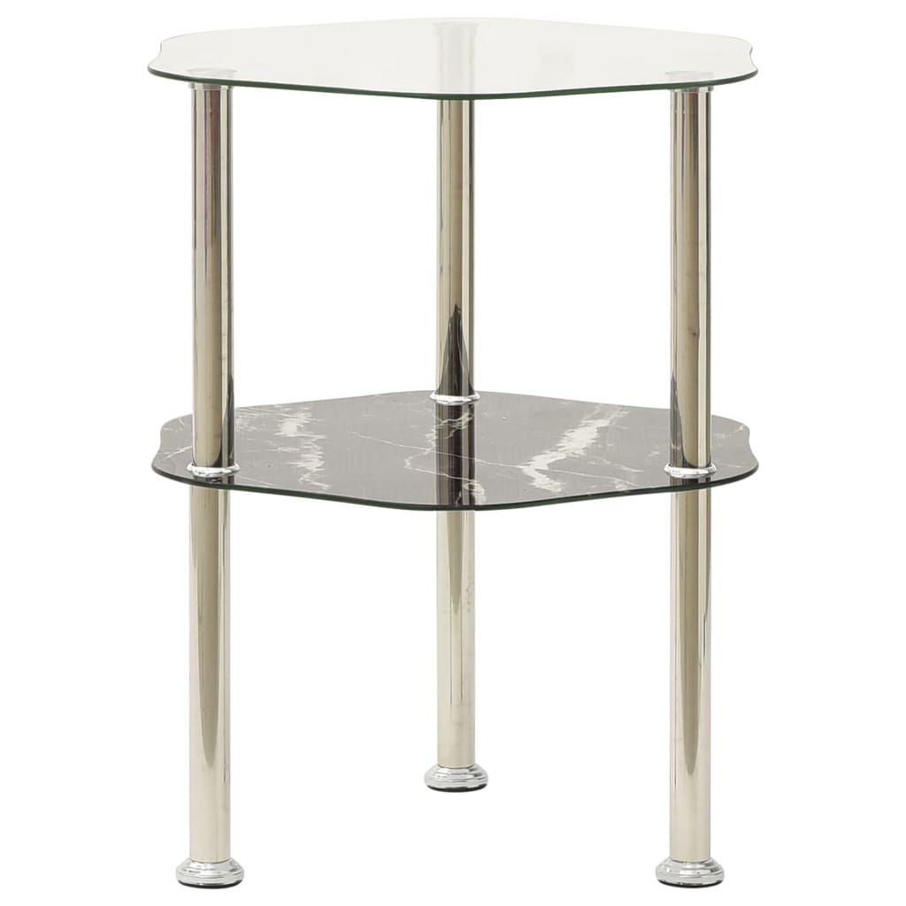 Sidobord Med 2 Hyllor Transparent/Svart 38X38X50 Cm Härdat Glas