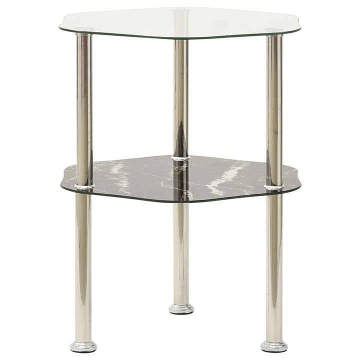 Sidobord Med 2 Hyllor Transparent/Svart 38X38X50 Cm Härdat Glas