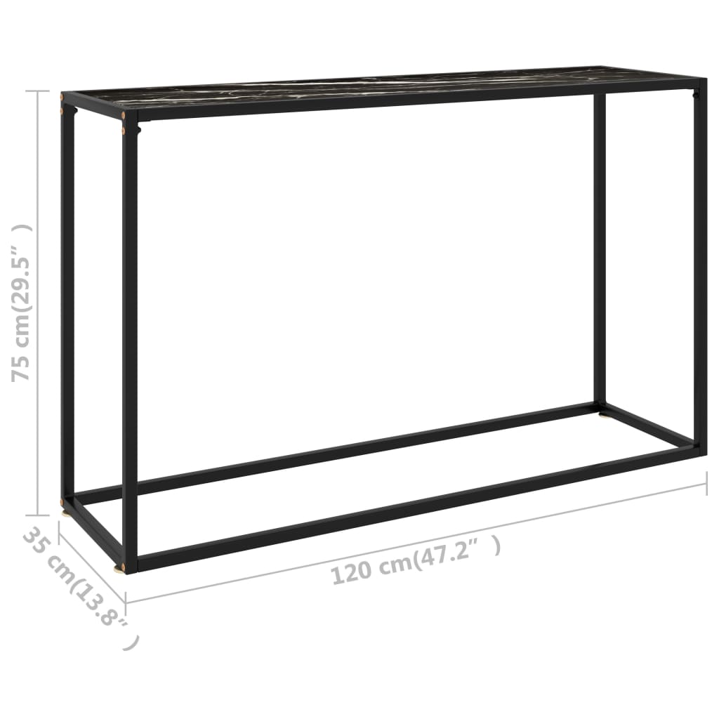 Konsolbord Svart Härdat Glas