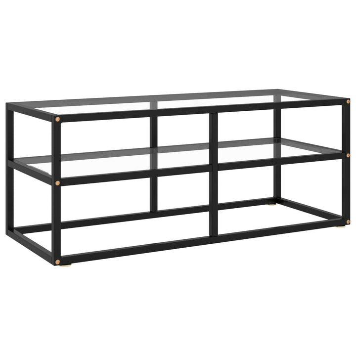 Tv-Bänk Svart Med Svart Marmor Glas 120X40X40 Cm