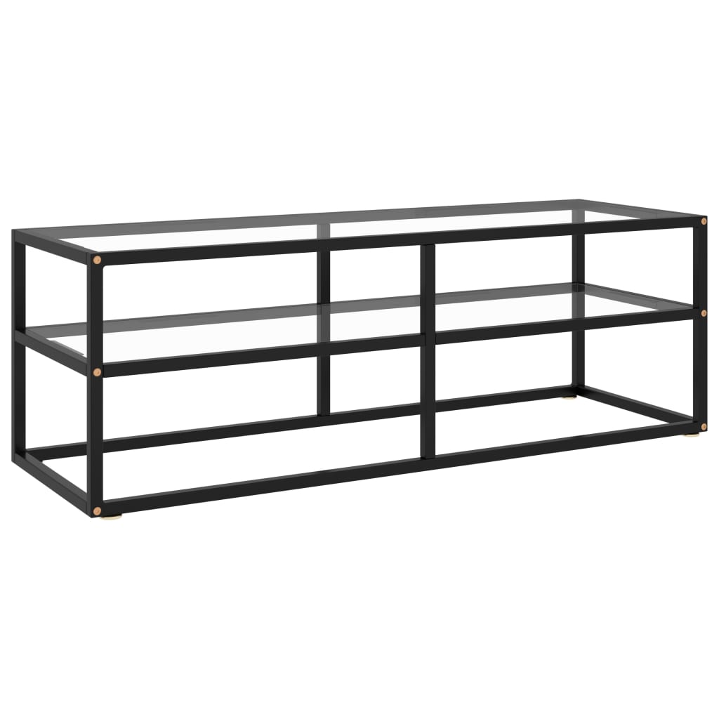 Tv-Bänk Svart Med Svart Marmor Glas 120X40X40 Cm