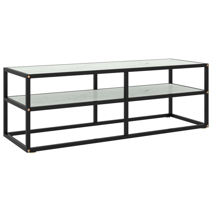 Tv-Bänk Svart Med Svart Marmor Glas 120X40X40 Cm