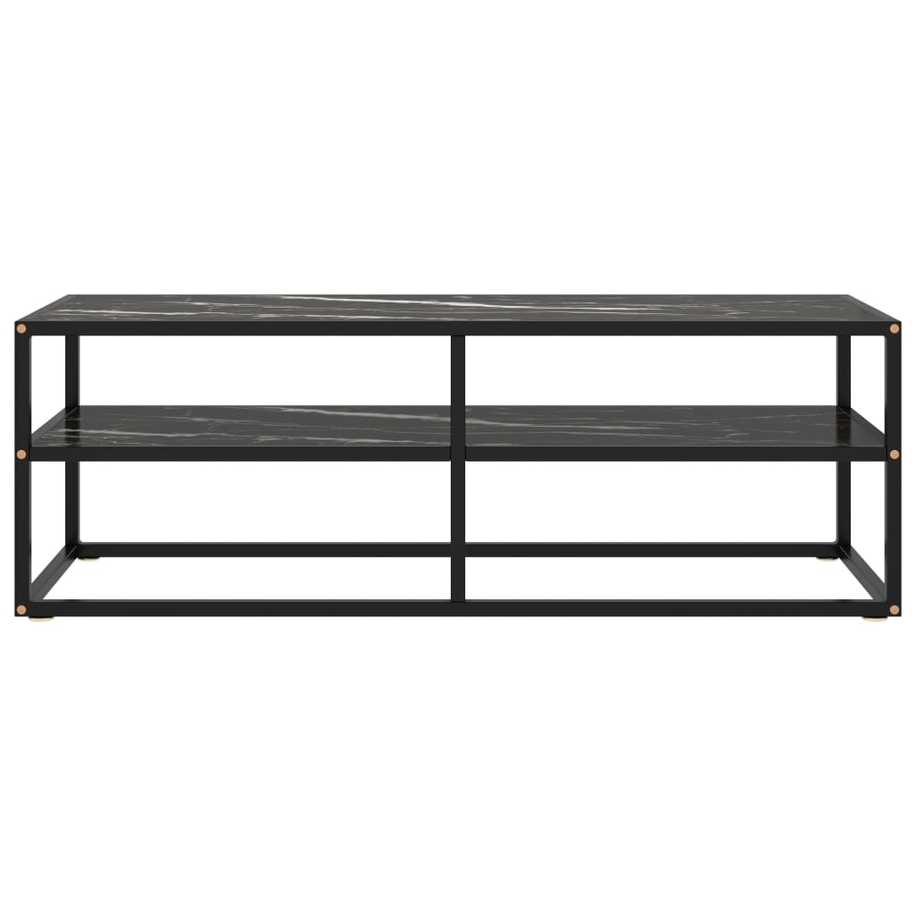 Tv-Bänk Svart Med Svart Marmor Glas 120X40X40 Cm
