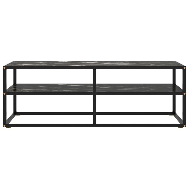 Tv-Bänk Svart Med Svart Marmor Glas 120X40X40 Cm