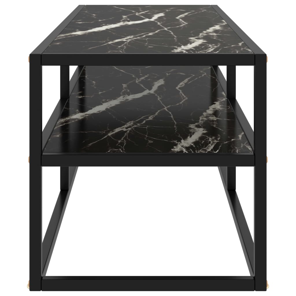 Tv-Bänk Svart Med Svart Marmor Glas 120X40X40 Cm