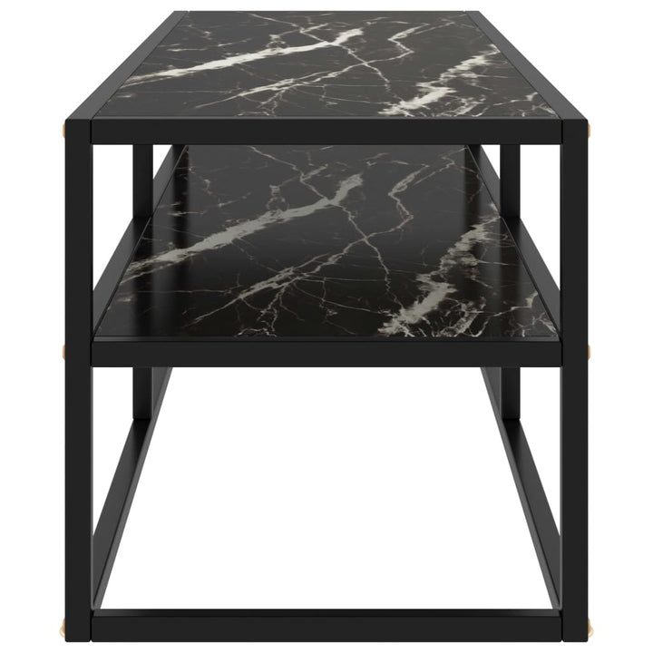 Tv-Bänk Svart Med Svart Marmor Glas 120X40X40 Cm
