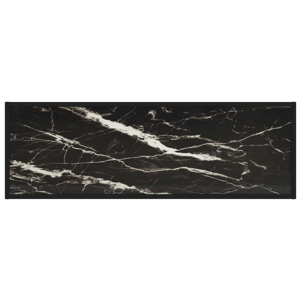 Tv-Bänk Svart Med Svart Marmor Glas 120X40X40 Cm