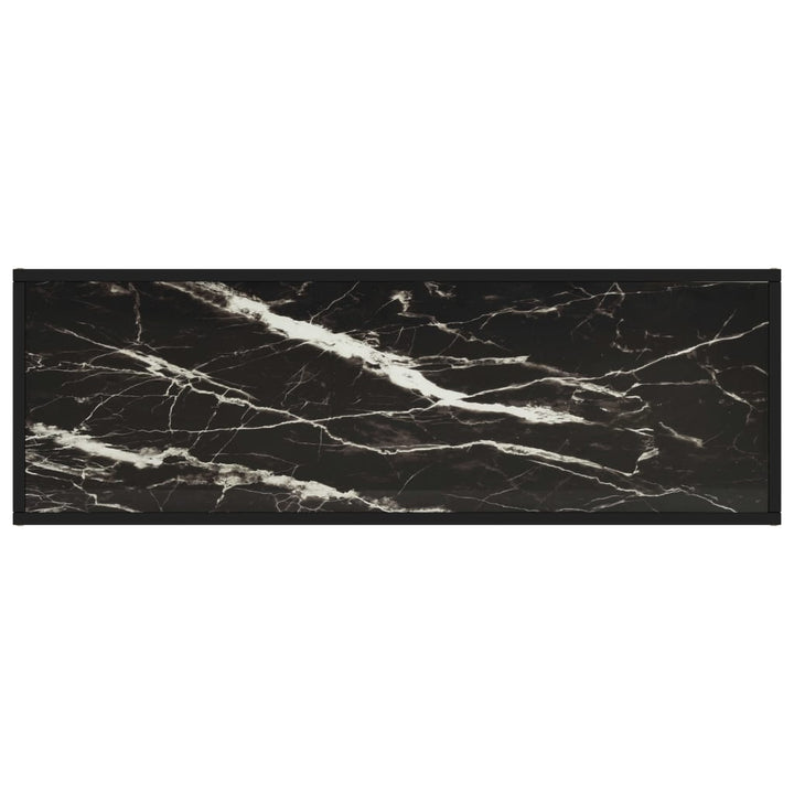 Tv-Bänk Svart Med Svart Marmor Glas 120X40X40 Cm