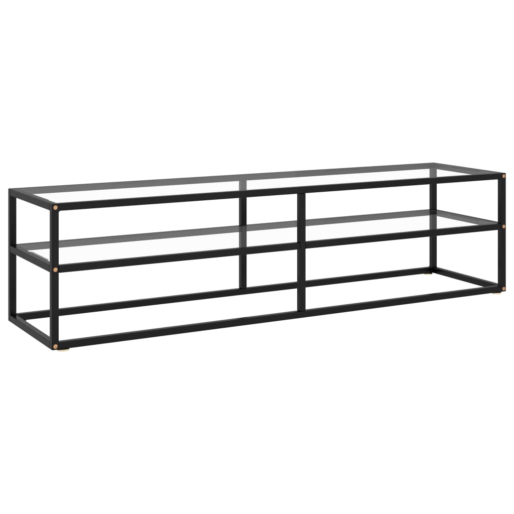 Tv-Bänk Svart Med Svart Marmor Glas 120X40X40 Cm