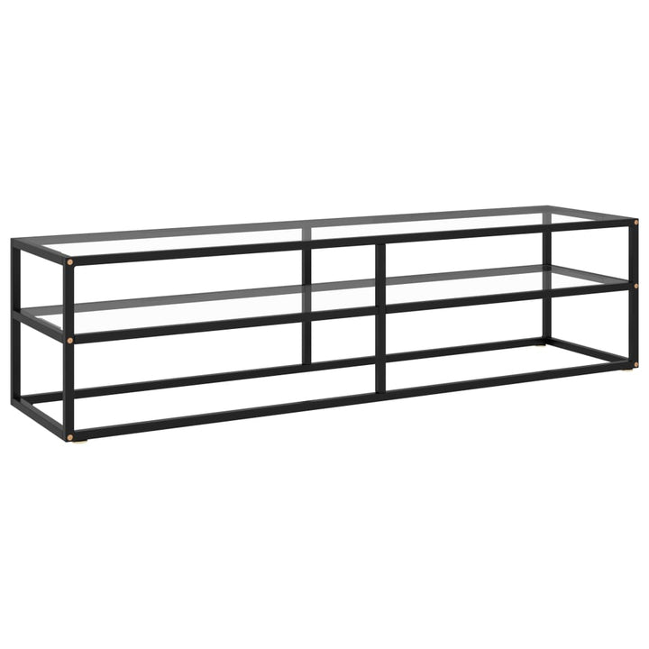 Tv-Bänk Svart Med Svart Marmor Glas 120X40X40 Cm