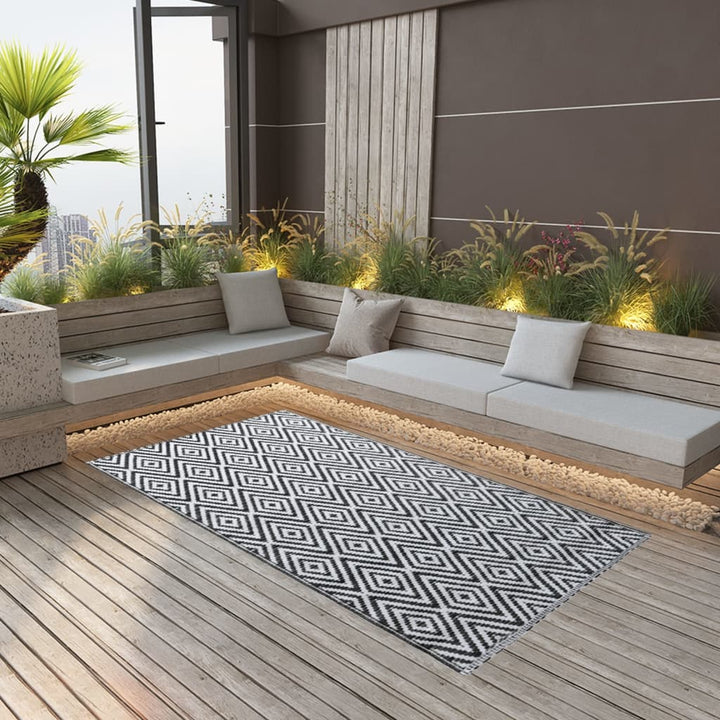 Utomhusmatta Arakil Vit Och Svart Ø120 Cm Pp