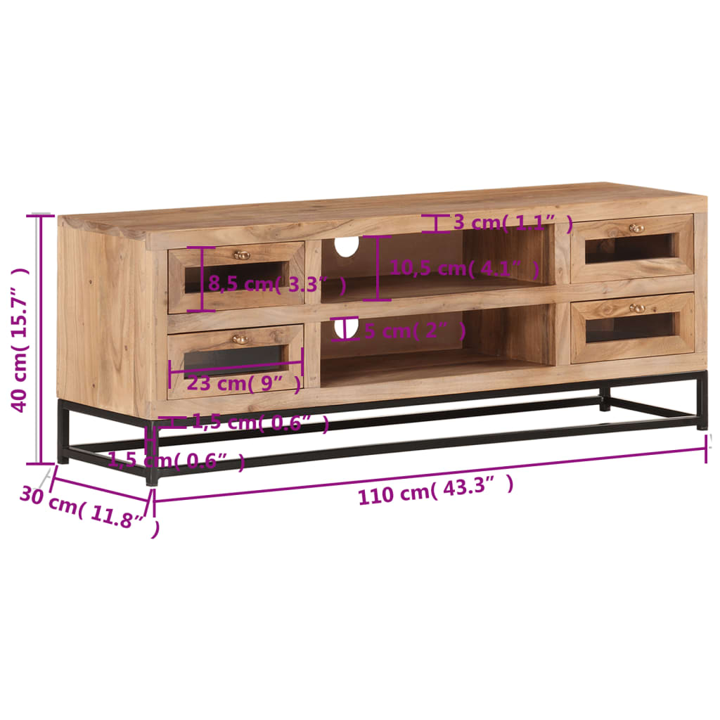 Tv-Bänk 110X30X40 Cm Massiv Akacia