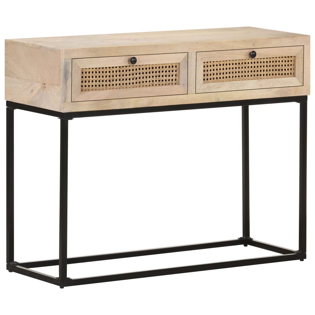 Konsolbord 100X35X76 Cm Massivt Mangoträ Och Naturlig Rotting