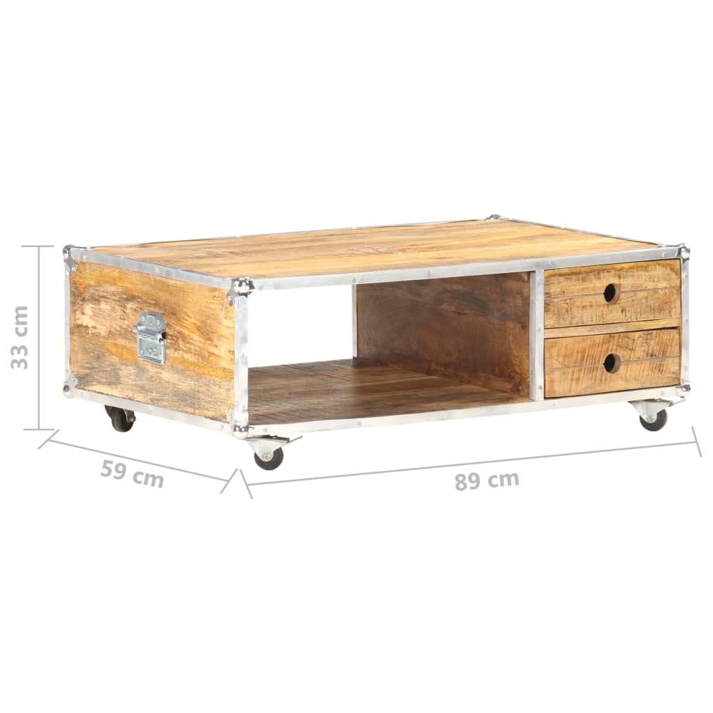 Soffbord 89X59X33 Cm Massivt Grovt Mangoträ