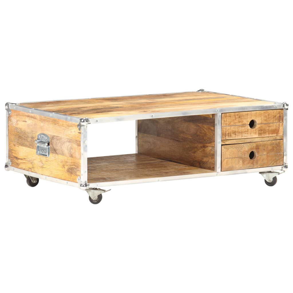 Soffbord 89X59X33 Cm Massivt Grovt Mangoträ
