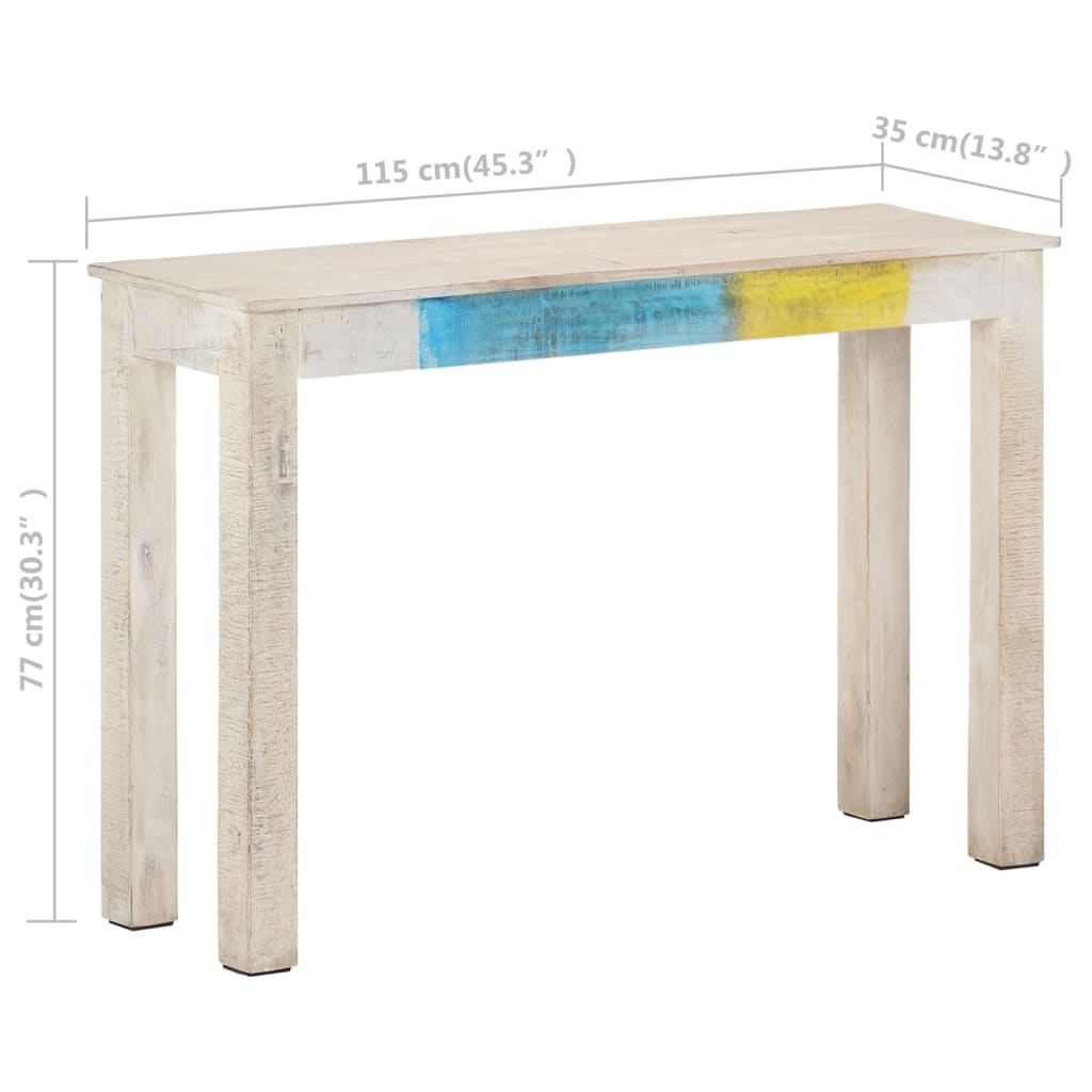 Avlastningsbord Vit 115X35X77 Cm Grovt Mangoträ