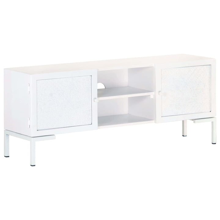 Tv-Bänk Vit 115X30X46 Cm Massivt Grovt Mangoträ