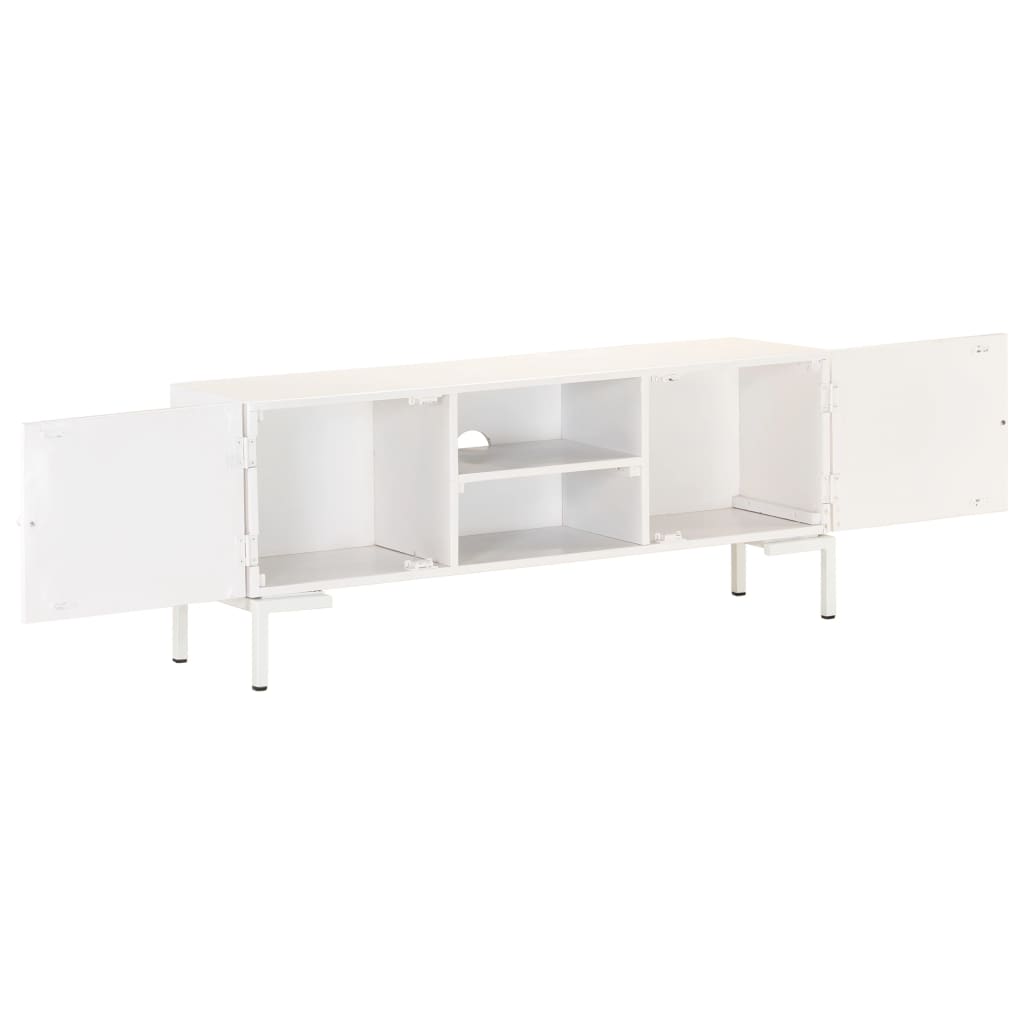 Tv-Bänk Vit 115X30X46 Cm Massivt Grovt Mangoträ