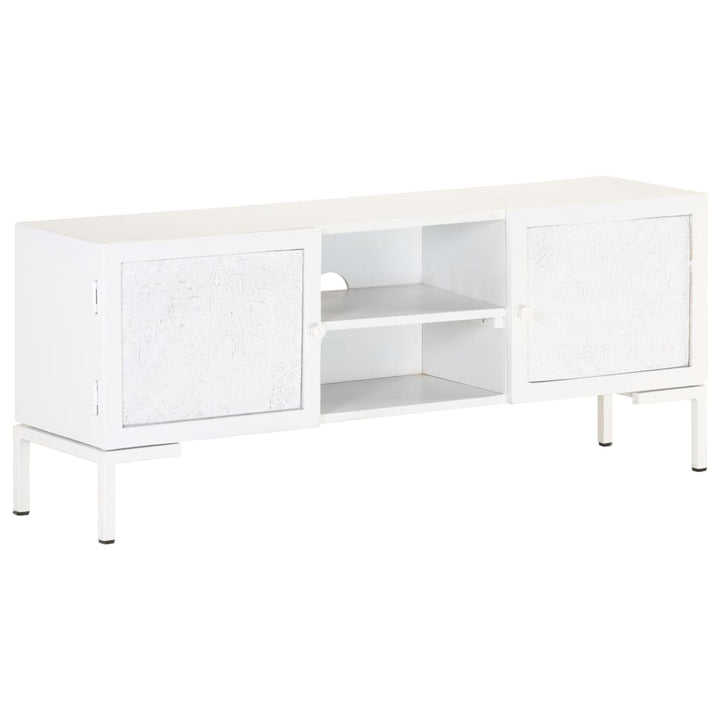 Tv-Bänk Vit 115X30X46 Cm Massivt Grovt Mangoträ