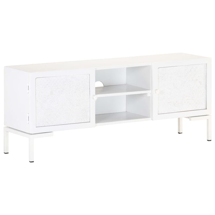 Tv-Bänk Vit 115X30X46 Cm Massivt Grovt Mangoträ