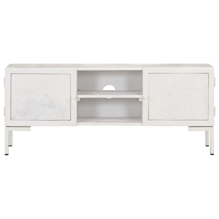 Tv-Bänk Vit 115X30X46 Cm Massivt Grovt Mangoträ