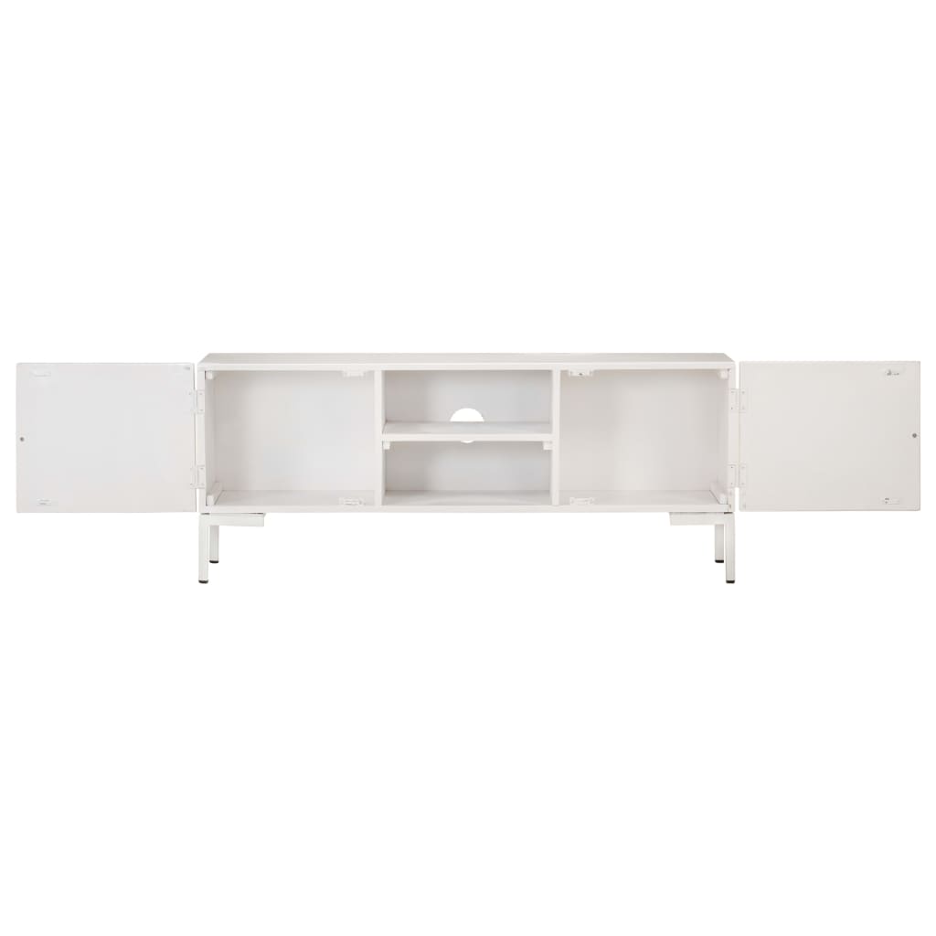 Tv-Bänk Vit 115X30X46 Cm Massivt Grovt Mangoträ