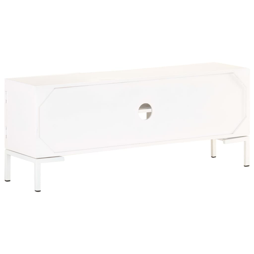 Tv-Bänk Vit 115X30X46 Cm Massivt Grovt Mangoträ