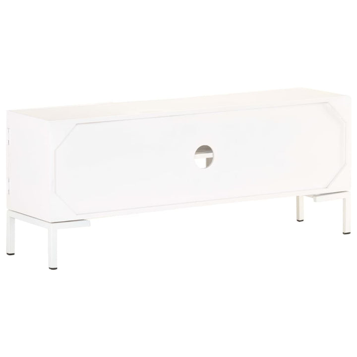 Tv-Bänk Vit 115X30X46 Cm Massivt Grovt Mangoträ