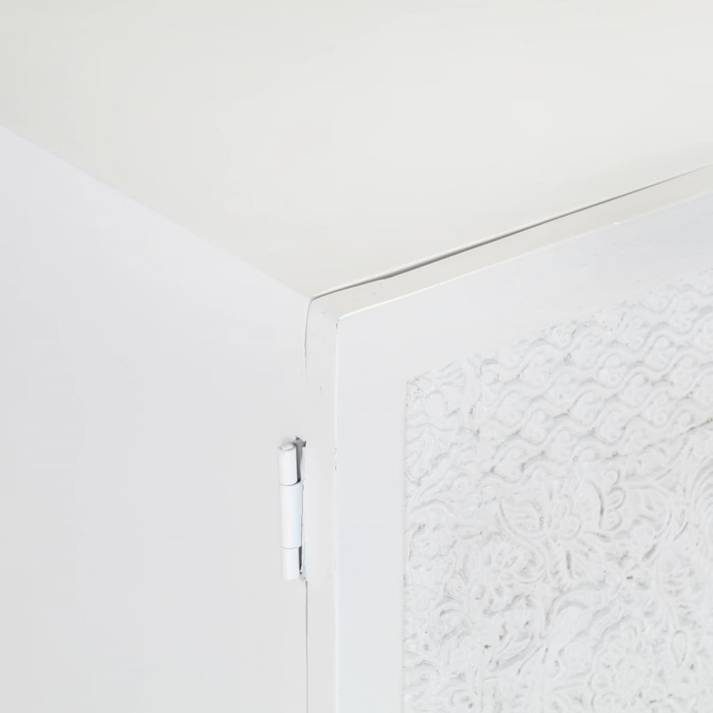 Tv-Bänk Vit 115X30X46 Cm Massivt Grovt Mangoträ