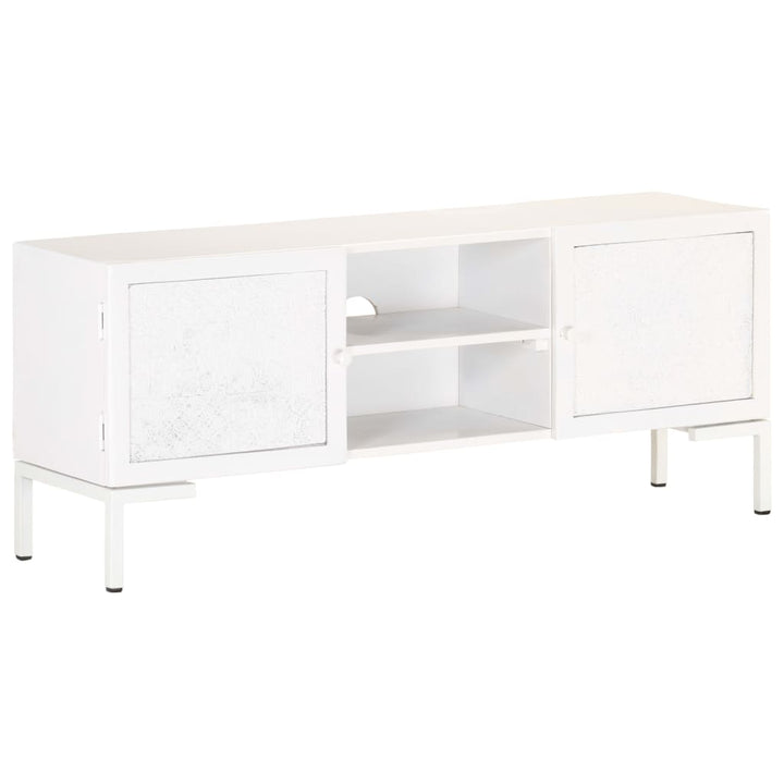 Tv-Bänk Vit 115X30X46 Cm Massivt Grovt Mangoträ