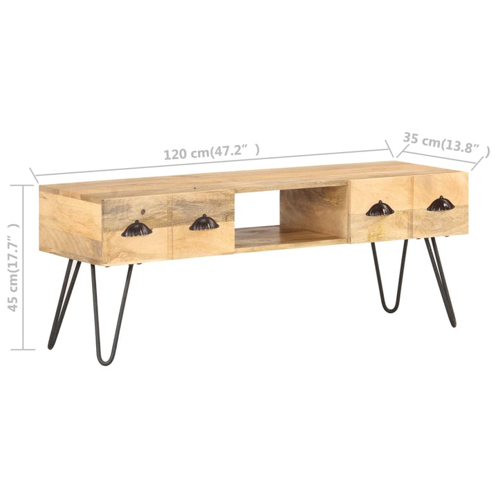 Tv-Bänk 120X35X45 Cm Massivt Mangoträ