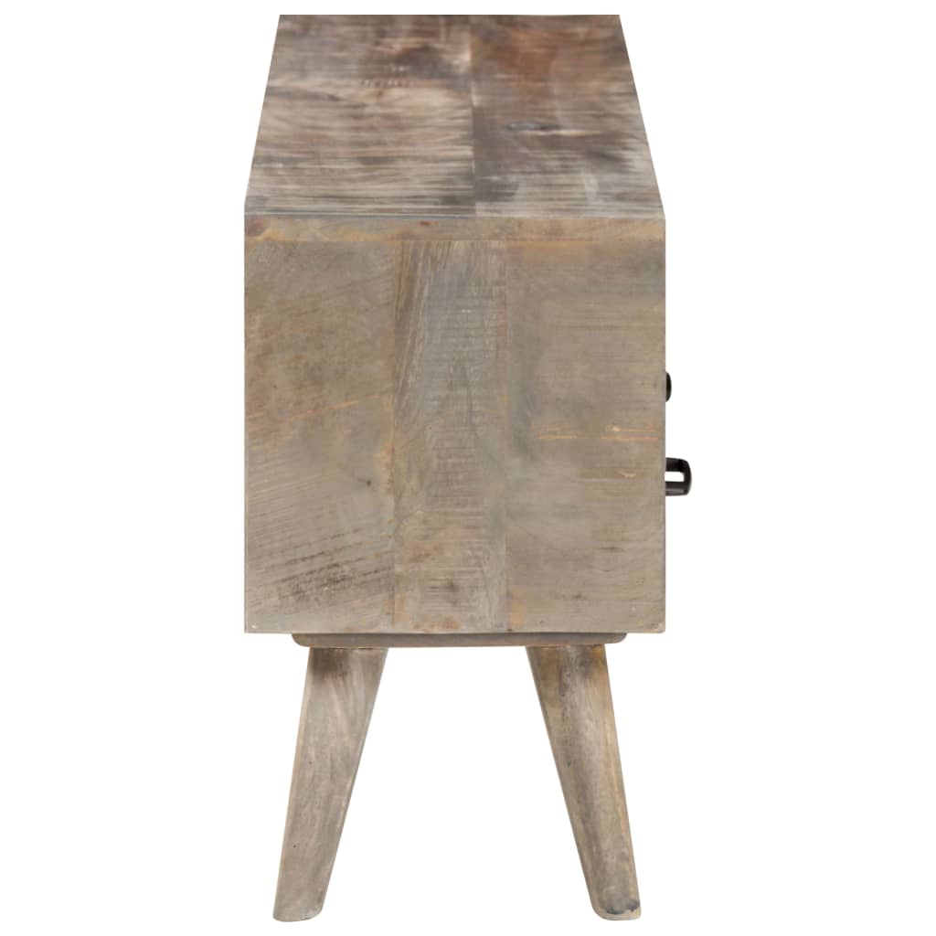 Tv-Bänk Grå 130X35X51 Cm Massivt Grovt Mangoträ