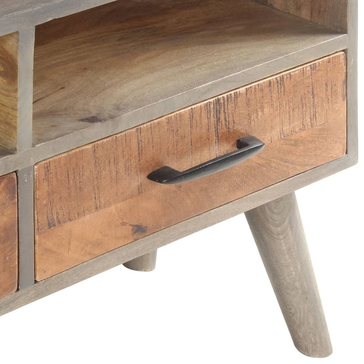Tv-Bänk Grå 130X35X51 Cm Massivt Grovt Mangoträ