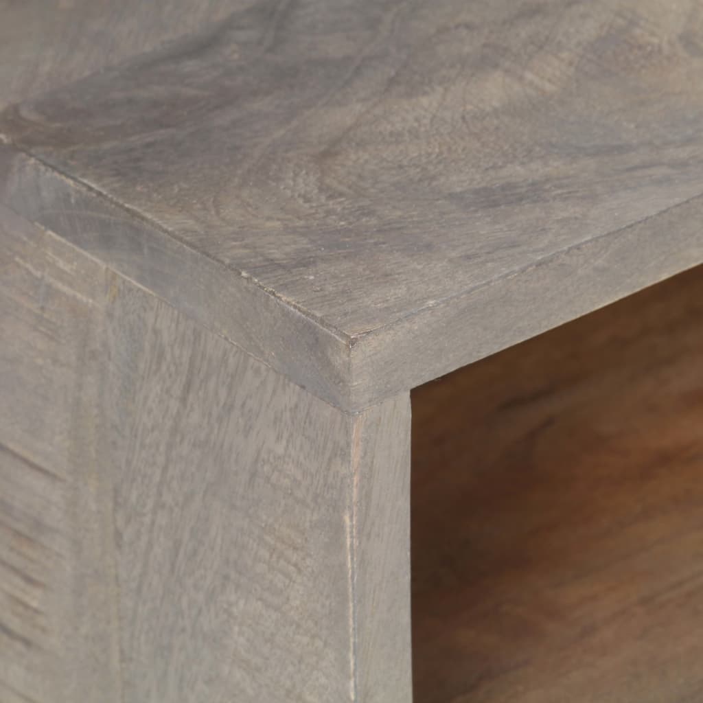 Tv-Bänk Grå 130X35X51 Cm Massivt Grovt Mangoträ