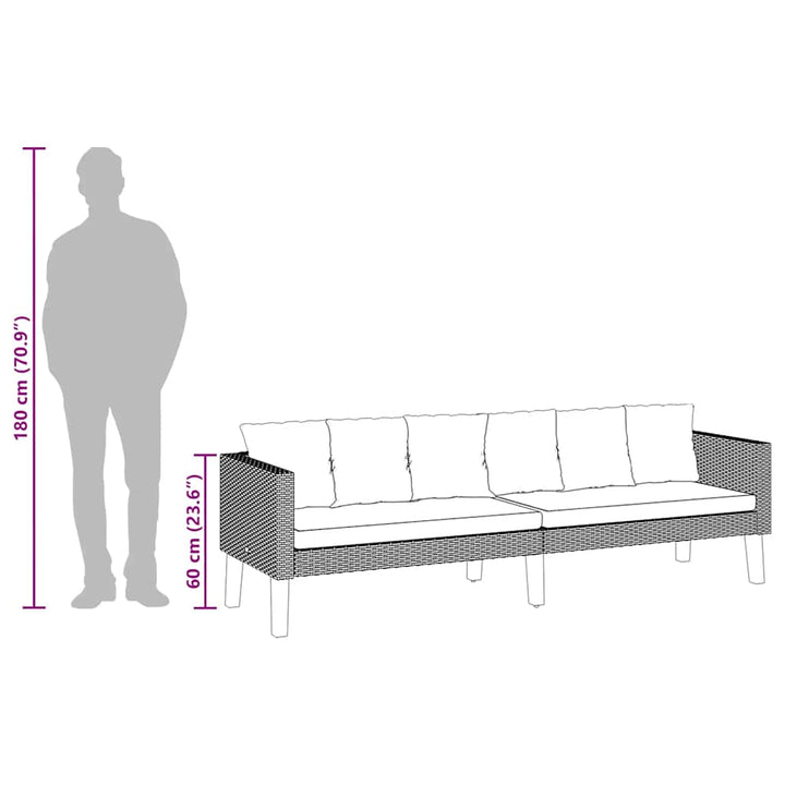 Trädgårdssoffa 3-Sits Med Dynor Konstrotting