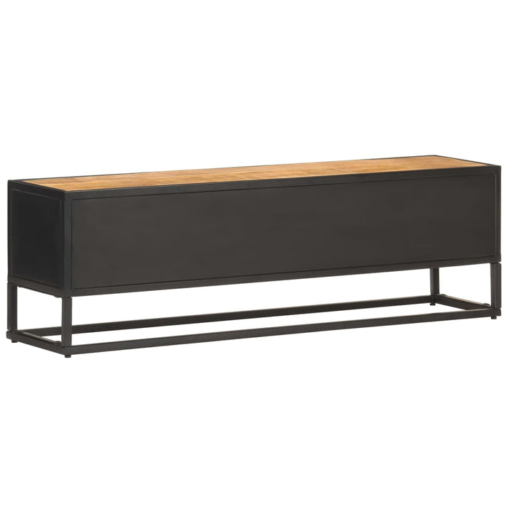 Tv-Bänk Med Snidad Dörr 130X30X40 Cm Grovt Mangoträ