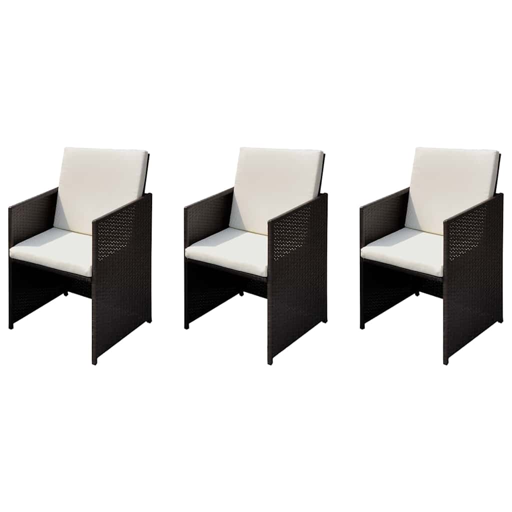 Trädgårdsstolar 3 Pcs Brun 56 X 52 X 87 Cm Poly Rattan