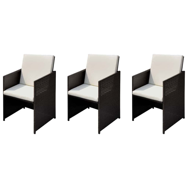 Trädgårdsstolar 3 Pcs Brun 56 X 52 X 87 Cm Poly Rattan