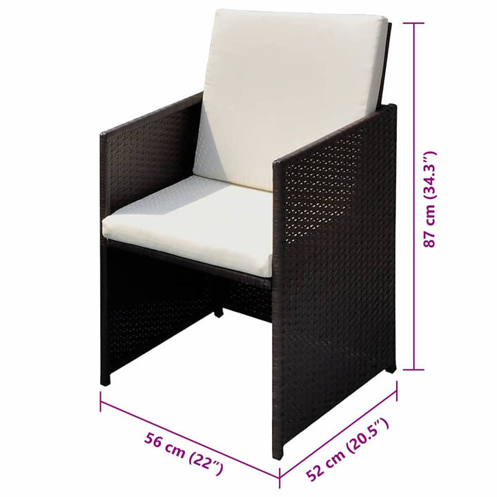 Trädgårdsstolar 3 Pcs Brun 56 X 52 X 87 Cm Poly Rattan