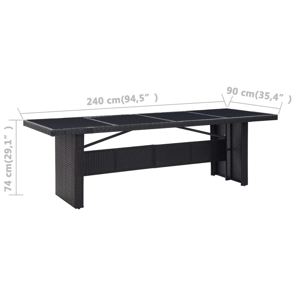 Trädgårdsbord 240X90X74 Cm Konstrotting Och Glas